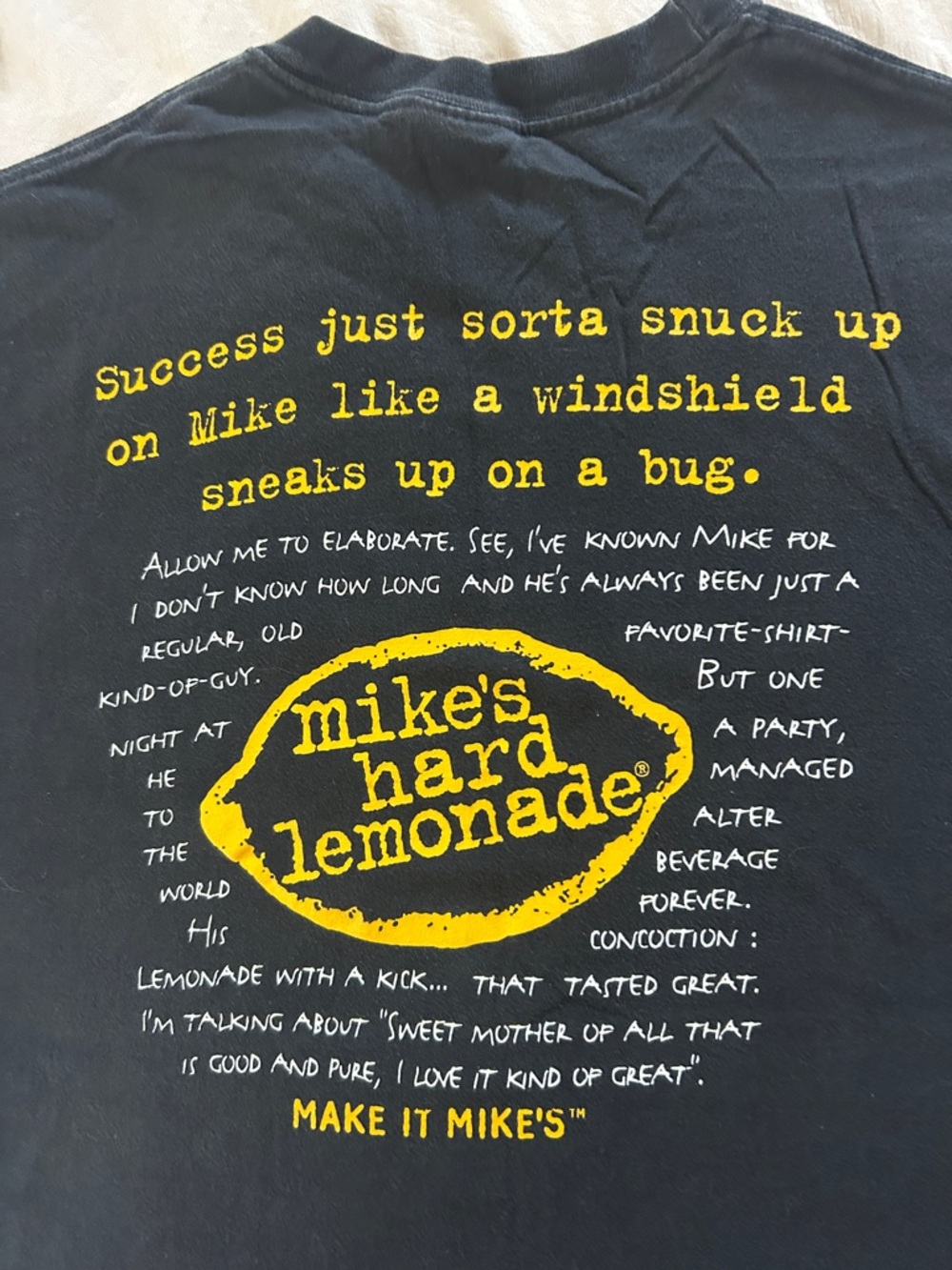 Mike's Hard Lemonade Graphic Tee - Black with Yellow Print Vintage Double Sided